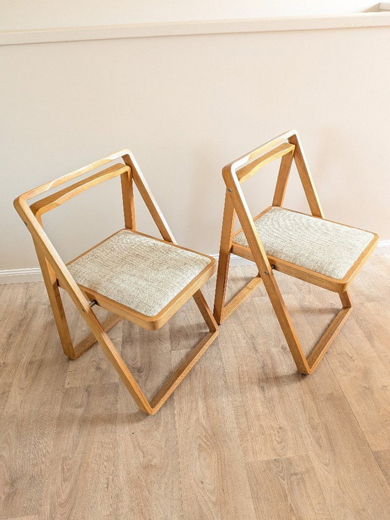 Image 1 of Sedie pieghevoli in stile Mid-Century Modern – Aldo Jacober, modello "Trieste" (coppia)