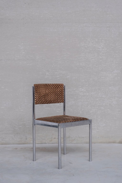 Zware chromen vintage eetkamerstoelen