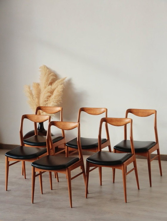 Image 1 of Set of 6 Vintage Scandinavian Teak Chairs – 1960s