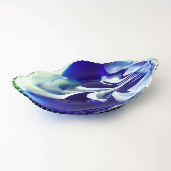 Vintage Leaf Design Glass Tray from Marinha Grande, 1960s, Bowls, Green (photo 4 of 12)