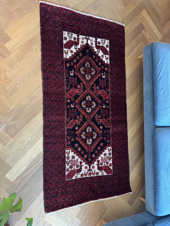 Image 1 of Tapis persan vintage noué à la main 200x100cm