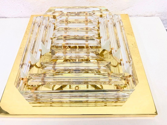 Image 1 of Plafonnier ceiling lamp with triedri glass rods, 70s 80s Hollywood Regency Venini style