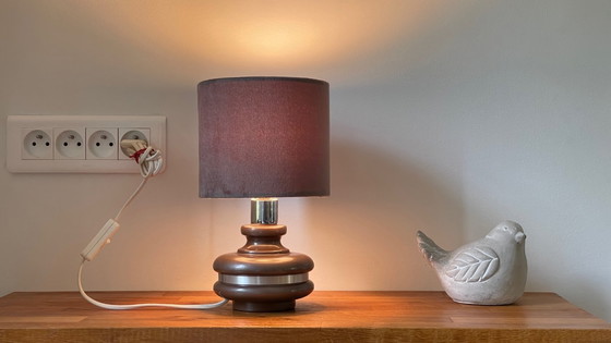 Image 1 of Lampada in ceramica con bordo in alluminio, anni '70