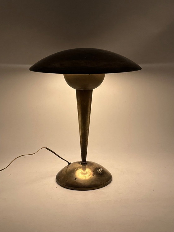 Image 1 of Verstelbare tafellamp van messing uit het midden van de vorige eeuw, Italië circa 1950