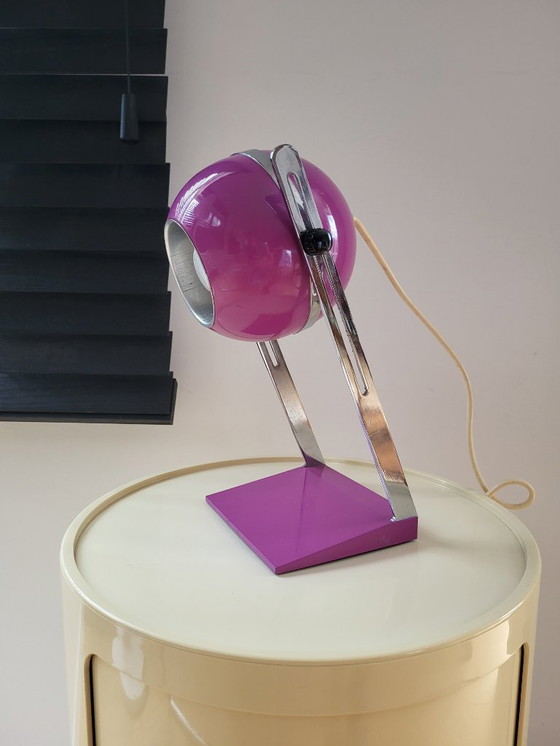 Image 1 of Lámpara de mesa globo ocular de la era espacial acabado púrpura y cromo, años 60