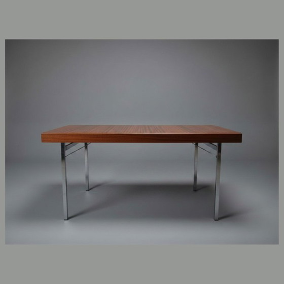 Image 1 of Pieter de Bruyne extendable dining table for AL Meubel / V-form - teak & chrome 1960s