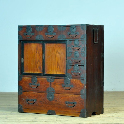 Cassettiera giapponese Tansu, circa 1890