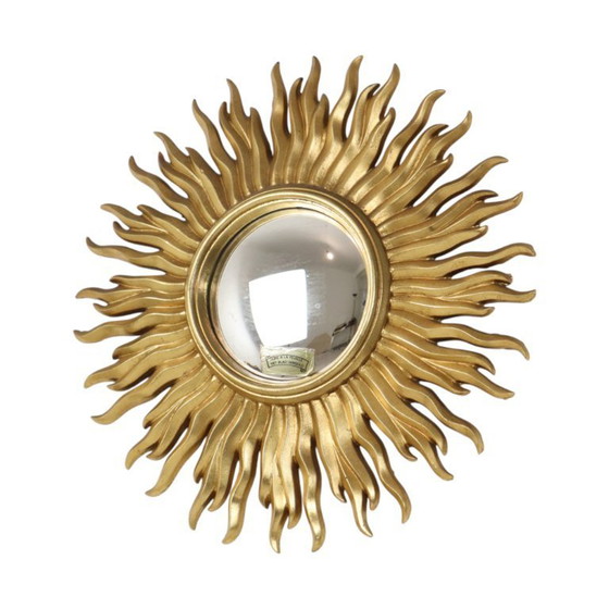 Image 1 of Vintage Bladgoud Vergulde Zonnespiegel Sunburst Convex 52cm
