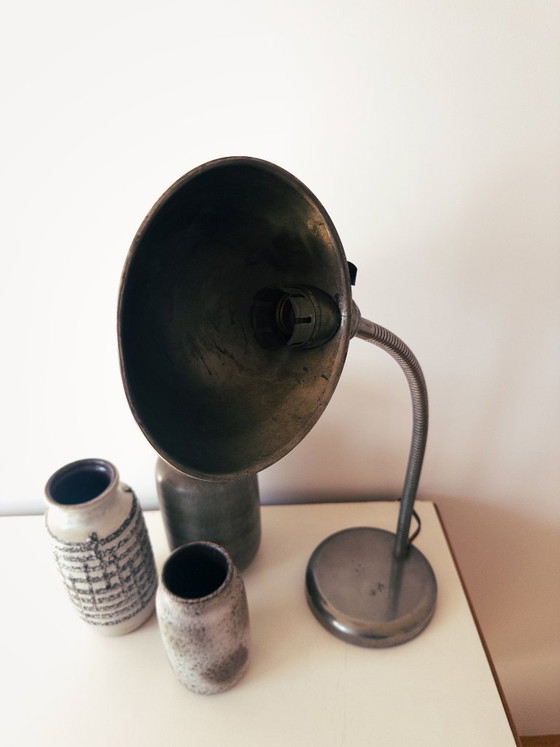Lampada da scrivania vintage in metallo con collo flessibile, Lampade da scrivania, Argentato (foto 5 di 5)