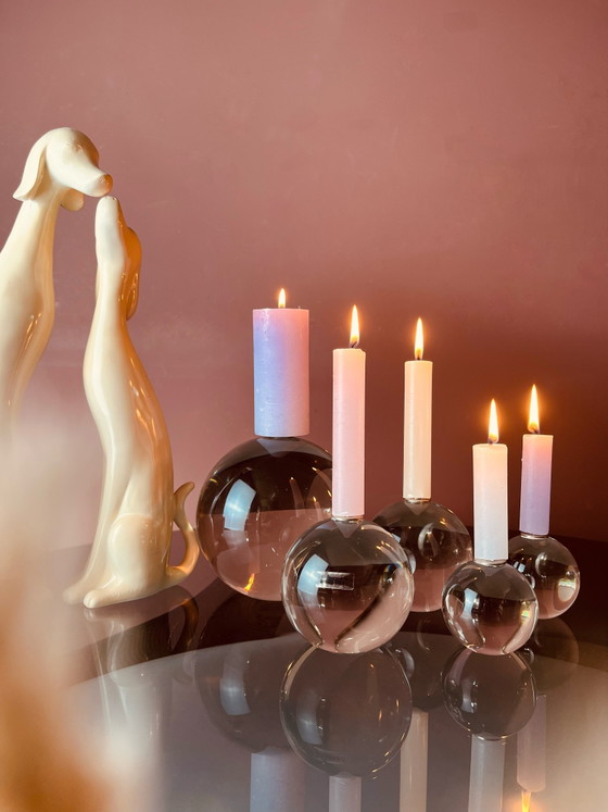 Image 1 of Unique! Murano Barbine glass candlesticks