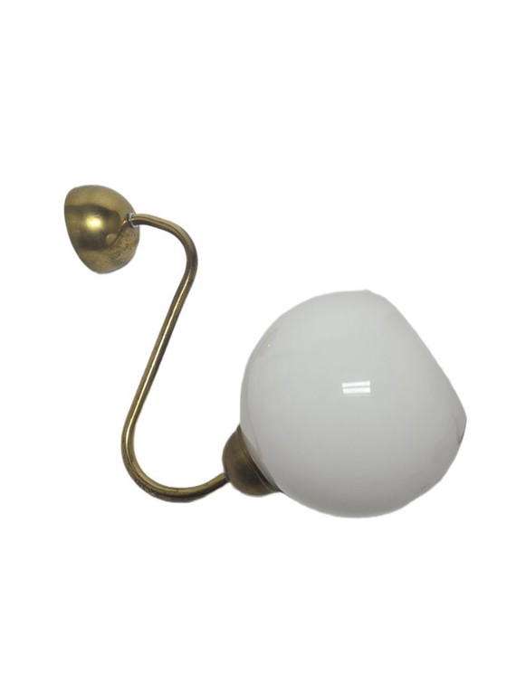 Art Deco wandlamp, Polen, jaren 1950 – Wandlampen, Glass, Brass (photo 2 of 5)