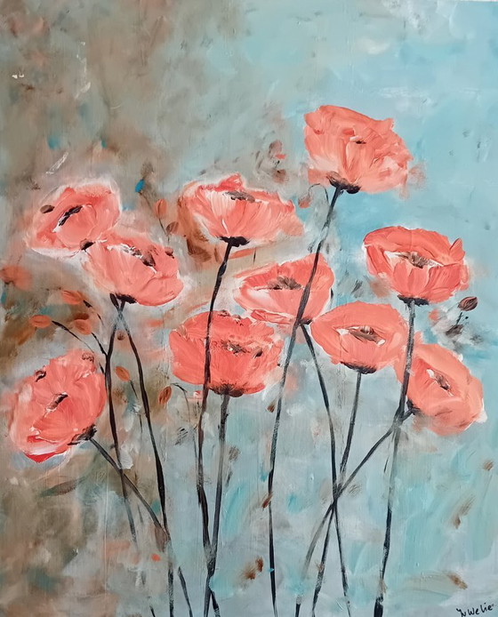 Image 1 of 2 Tafeln Blumengemälde