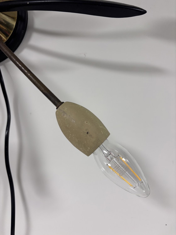 Lampada Sputnik tedesca a sei bracci, metà del XX secolo, design moderno, 1960 – Applique, Metal, Brass (photo 13 of 13)