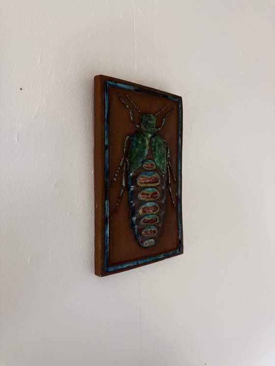 Image 1 of Keramische Wandplakette mit Käfermotiv, Knabstrup Keramik ‘60