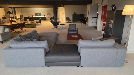 Image 1 of Corner sofa High End 345x302 fabric Gray leather Fango