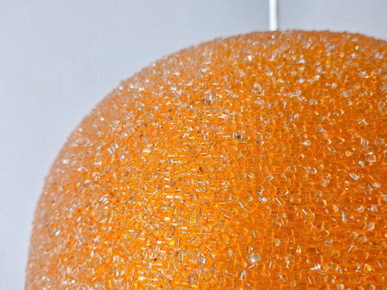 Image 1 of LUSTRE SUSPENSION BOULE VINTAGE 1960 ROTAFLEX RESINE ORANGE 60S 1960S SPACE AGE