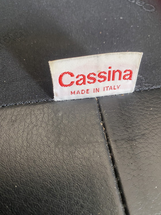 Image 1 of Set di divani in pelle nera composto da 3 pezzi Cassina Maralungo composto da 2 posti, 1 posto e poggiapiedi