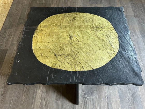 Image 1 of 60er 70er Jahre Brutalistischer Couchtisch Beistelltisch Schieferplatte Design