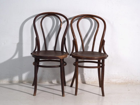 Pair of antique bentwood chairs in the Thonet style – Central Europe, circa 1900 – Dining chairs (photo 23 of 40)