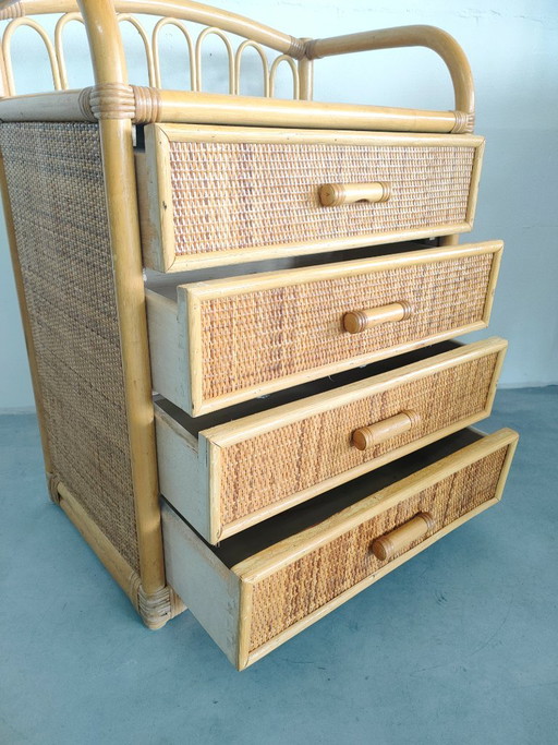 Vintage Boho Stil Rattan Weiden Kommode