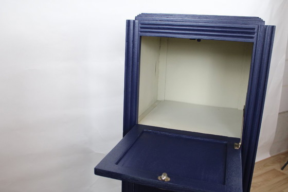 Image 1 of Art Deco middernachtblauwe ladekast, jaren 50 Frankrijk