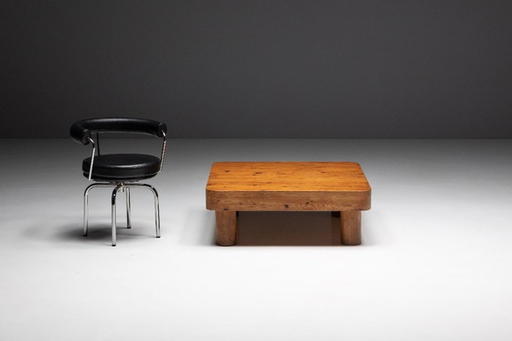 Image 1 of Brutalist Pine Low Coffee Table, France, 1960s