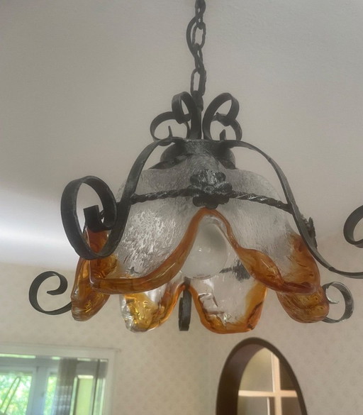 Brutalist pendant lamp, most likely Mazzega