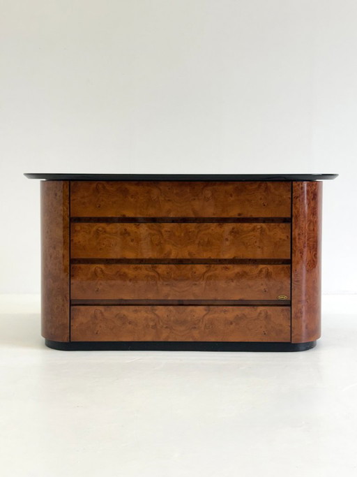 Vintage Ladekast Van Voltan Van Gelakt Wortelhout Met Bar – ladekasten, Wood