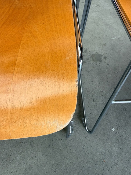Set of 4 Howe 40/4 chairs, Dining chairs, Wood, Chrome, Brown (photo 9 of 15)