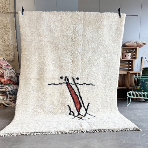 Tapis marocain blanc 200x310 cm, Tapis de salon intérieur moderne, Tapis marocain authentique