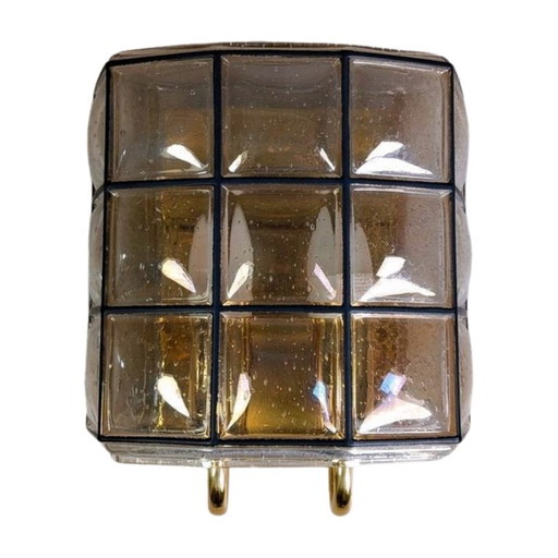 2x Glashütte Limburg wall lamp Brutalist lamp glass double