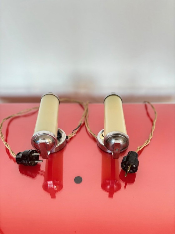 Image 1 of Functionalist set of bedside table lamps, Czechoslovakia