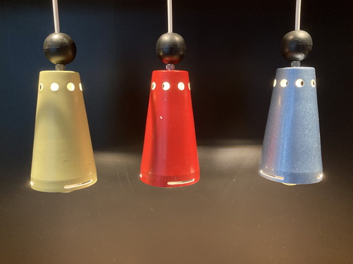 3x vintage pendant lights (1960s) in 3 colors