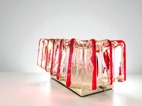 Image 1 of Applique rettangolare da incasso in vetro rosso