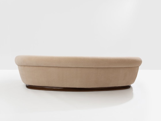 Image 1 of Isa Bergamo large Art Deco walnut mohair velvet sofa 1940s