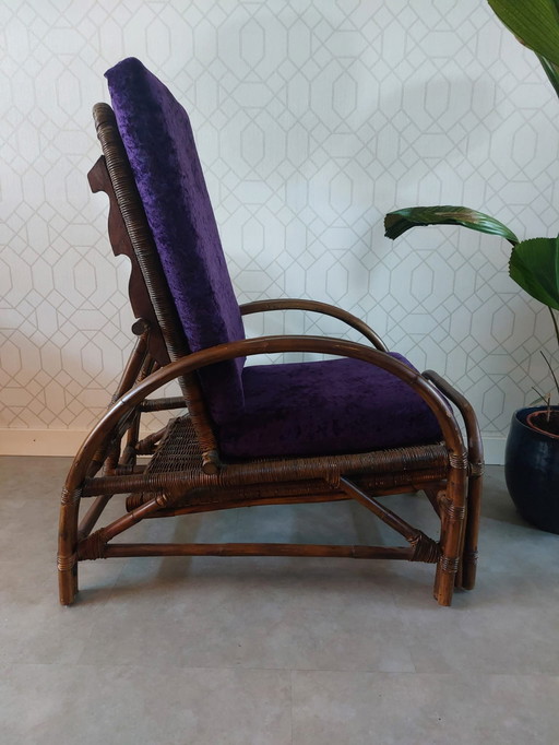 Chaise en rotin rétro vintage