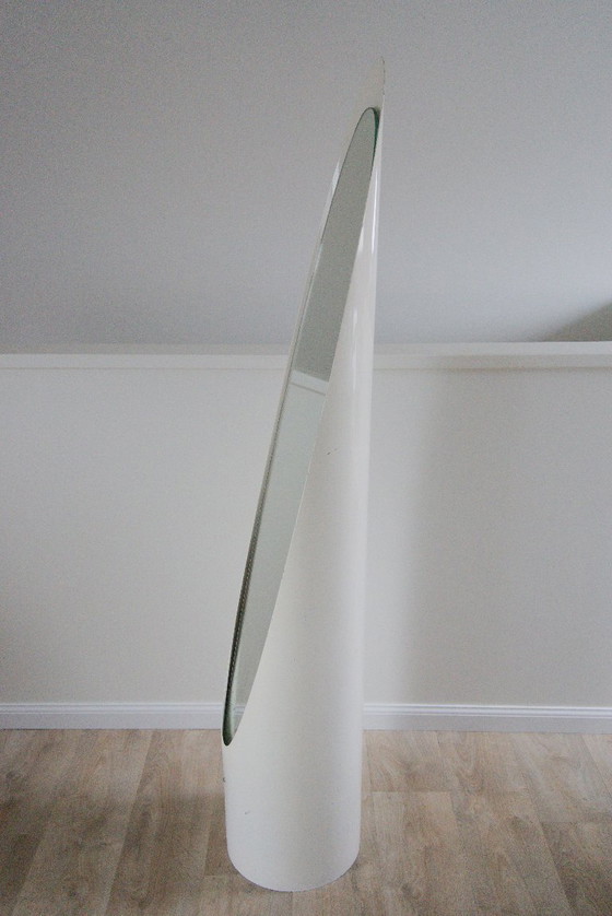 Image 1 of Roger Lecal „Lipstick“ Standspiegel, signiert Chabrières & Cie, Frankreich 1976 – Space Age Design Classic