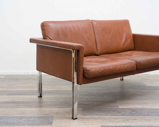 Image 1 of Divano in pelle a due posti, anni '70, produttore Sitag, pelle marrone cognac.