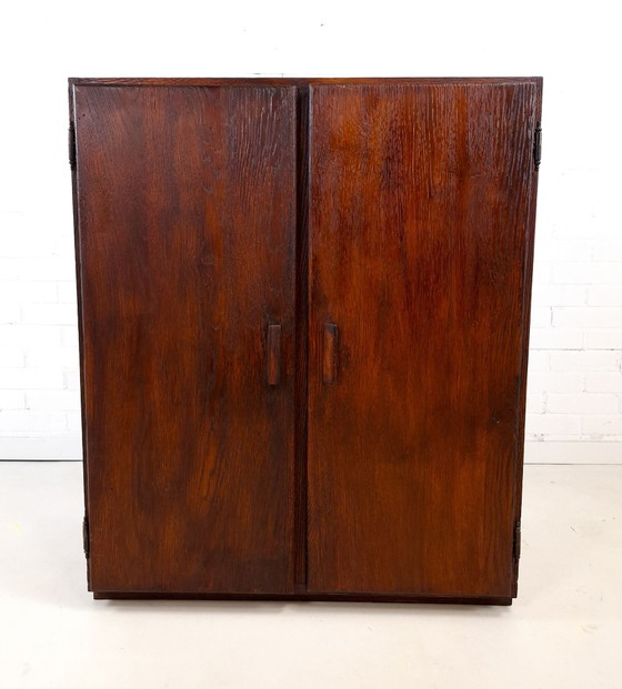 Vintage brutalist sideboard rough dark brown wood (photo 6 of 13)