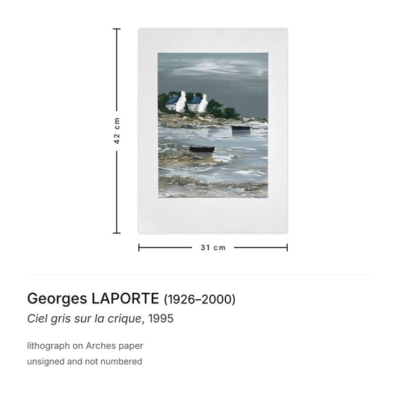 Image 1 of Georges LAPORTE Cielo gris sobre la cala, litografía, 1995
