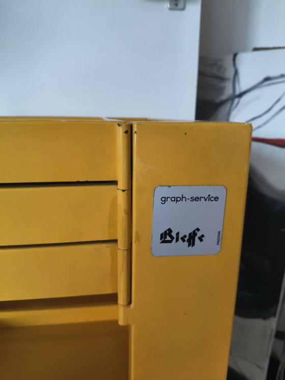 Image 1 of Rare Vintage Metal Bieffe Padova Architect's Trolley (1970s) – Bright Yellow with Key!