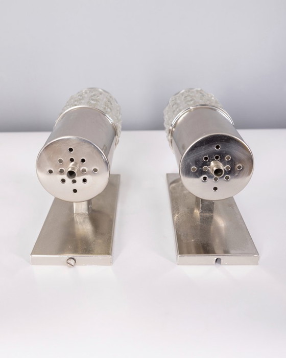 Image 1 of Coppia di Lampade da Parete Vintage Anni '70 Metallo e Vetro Design Targetti