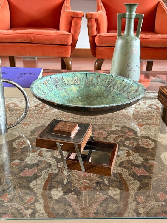 Image 1 of Mid-century mirrored wood cigarette box, France 1960