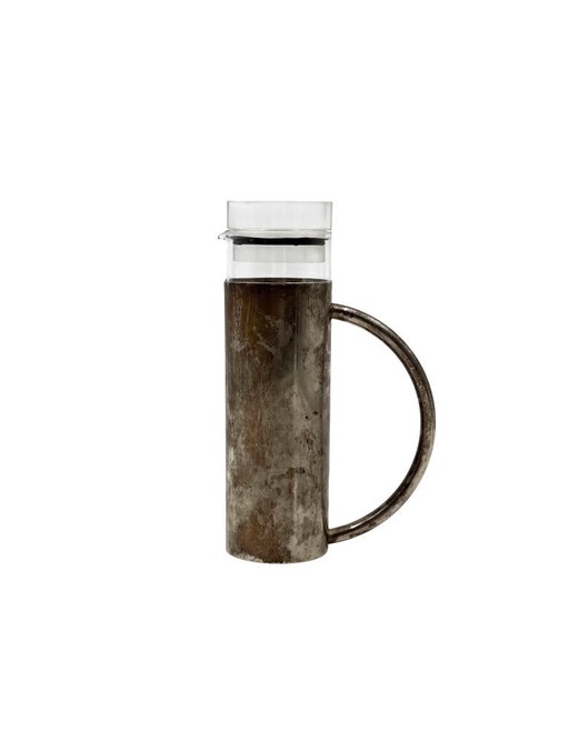 Huilier moderne en métal argenté et verre mod. Vigne à huile, Lino Sabattini Italie années 1970