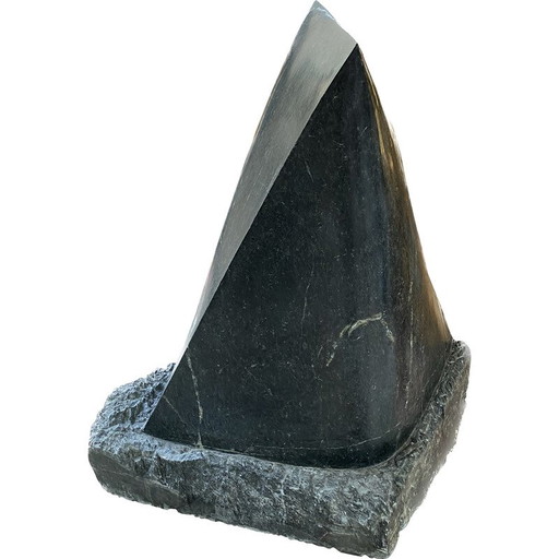 Vintage The wave marble and wood sculpture by Arden Scott