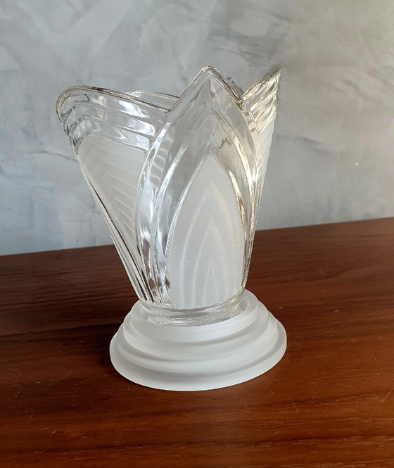 Image 1 of Art Deco Theelichten Vintage Frosted Glas 2 Stuks