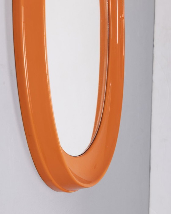 Image 1 of Specchio da parete vintage anni 70 in plastica arancione design Italiano