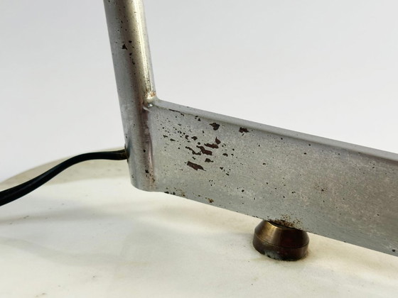 Lampe de table Georges Frydman pour EFA, années 1960, Métal, Marbre, Blanc, Vintage (photo 9 sur 11)