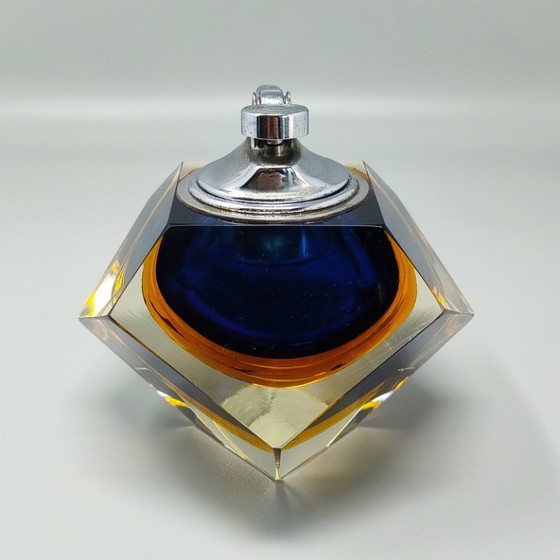 Image 1 of 1960s Stunning Blue Table Lighter in Murano Sommerso Glass By Flavio Poli for Seguso