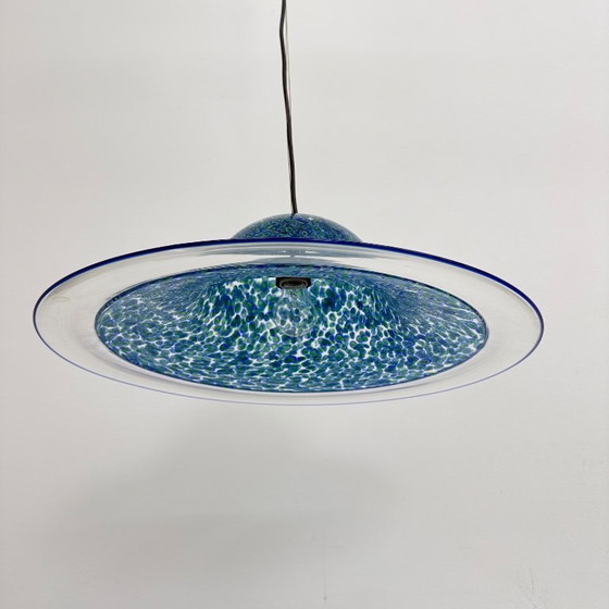 Image 1 of Lampada a sospensione in vetro di Murano blu Neverrino di Gae Aulenti per Vistosi Italia, anni '70